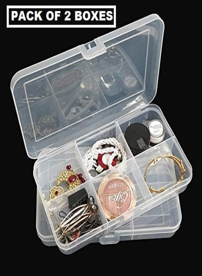 c s m C.S.M CSM ® Jewellery Case Organiser Rectangular Plastic Storage Box with dividers 6 Grids - Pack of 2 Boxes (Transparent) - Image 2