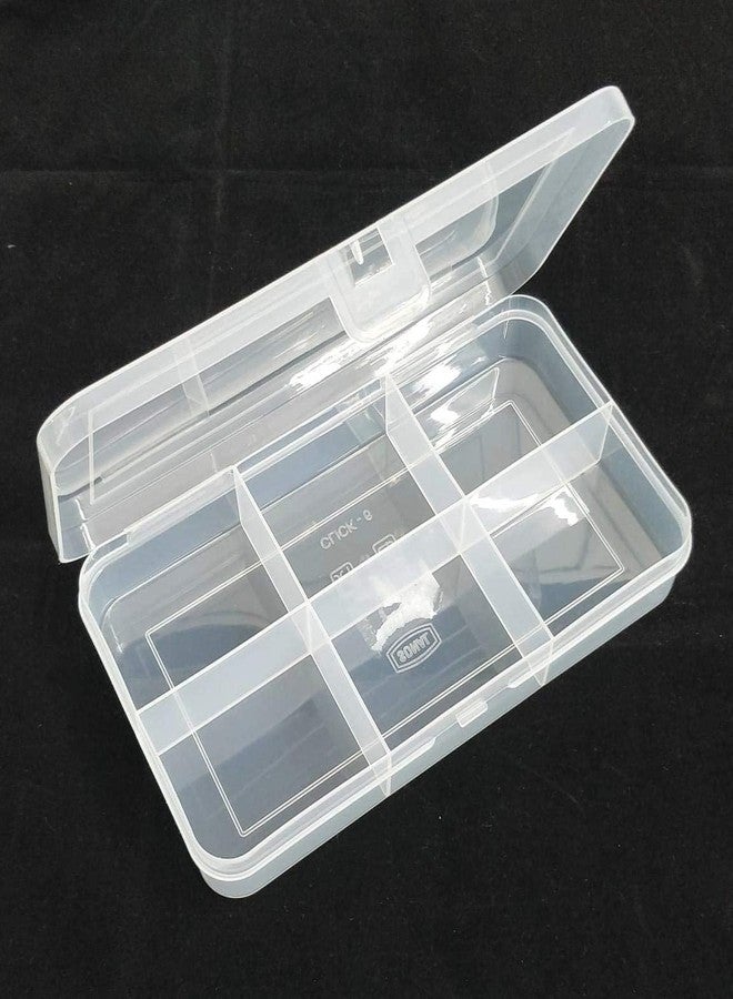 c s m C.S.M CSM ® Jewellery Case Organiser Rectangular Plastic Storage Box with dividers 6 Grids - Pack of 2 Boxes (Transparent) - Image 4