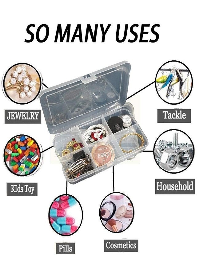c s m C.S.M CSM ® Jewellery Case Organiser Rectangular Plastic Storage Box with dividers 6 Grids - Pack of 2 Boxes (Transparent) - Image 5
