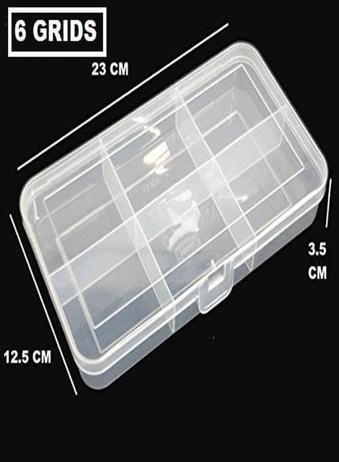 c s m C.S.M CSM ® Jewellery Case Organiser Rectangular Plastic Storage Box with dividers 6 Grids - Pack of 2 Boxes (Transparent) - Image 3