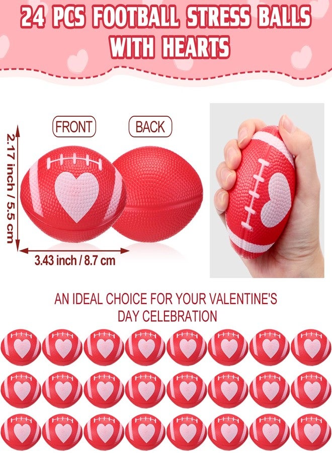 MiniInflat 24 Pcs Valentines Day Football Stress Balls 3.43'' Football Squeeze Foam Balls Football Stress Relief Toys for Valentines Day Sport Party Game Favors(Red) - Image 4