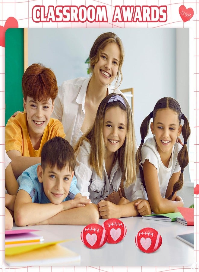 MiniInflat 24 Pcs Valentines Day Football Stress Balls 3.43'' Football Squeeze Foam Balls Football Stress Relief Toys for Valentines Day Sport Party Game Favors(Red) - Image 5