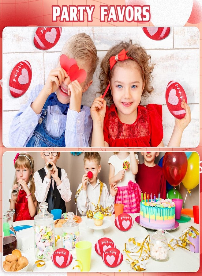 MiniInflat 24 Pcs Valentines Day Football Stress Balls 3.43'' Football Squeeze Foam Balls Football Stress Relief Toys for Valentines Day Sport Party Game Favors(Red) - Image 2
