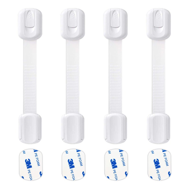 Socub 4 pack Child Safety Cabinets Strap Locks, Multi Use Latch with Strong Adhesive Pads, for Cabinets, Drawers, Oven, Toilet Seat, Fridge - Image 1