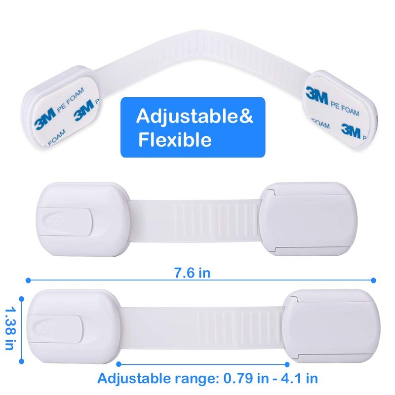 Socub 4 pack Child Safety Cabinets Strap Locks, Multi Use Latch with Strong Adhesive Pads, for Cabinets, Drawers, Oven, Toilet Seat, Fridge - Image 4