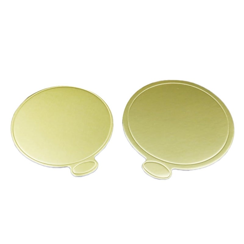 100 Pcs Round Gold Cardboard Mousse Cake Serving Bases Single Portion Eco Friendly Sturdy Dessert Display Boards Recyclable - Image 2