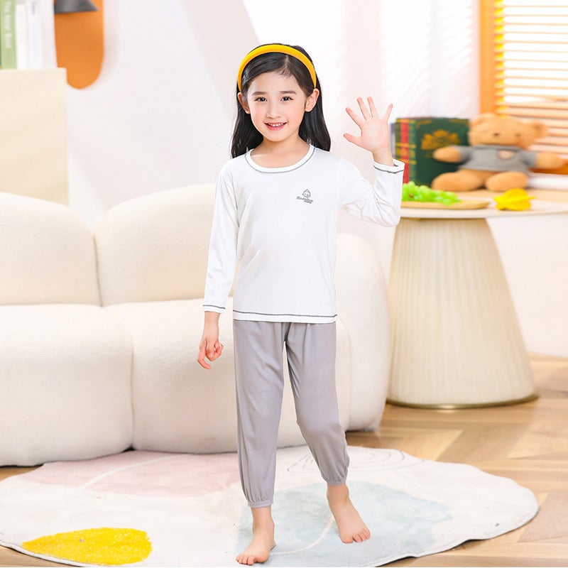 Children'S Wear Modal Long Sleeve Trousers Large Children'S Home Suit Air-Conditioning Suit Korean Underwear Thin - Image 3