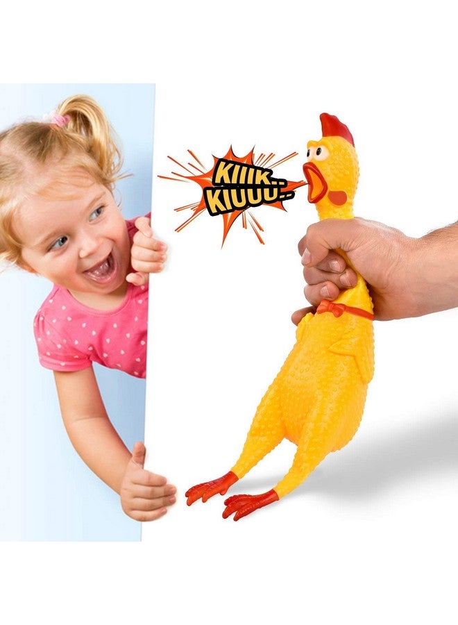 سايج سكوير لعبة دجاجة بلاستيكية مبتكرة للأطفال على شكل مربع سايج، تصدر صريرًا وصراخًا مضحكًا وعصرًا وصراخًا (32 سم) - Image 1