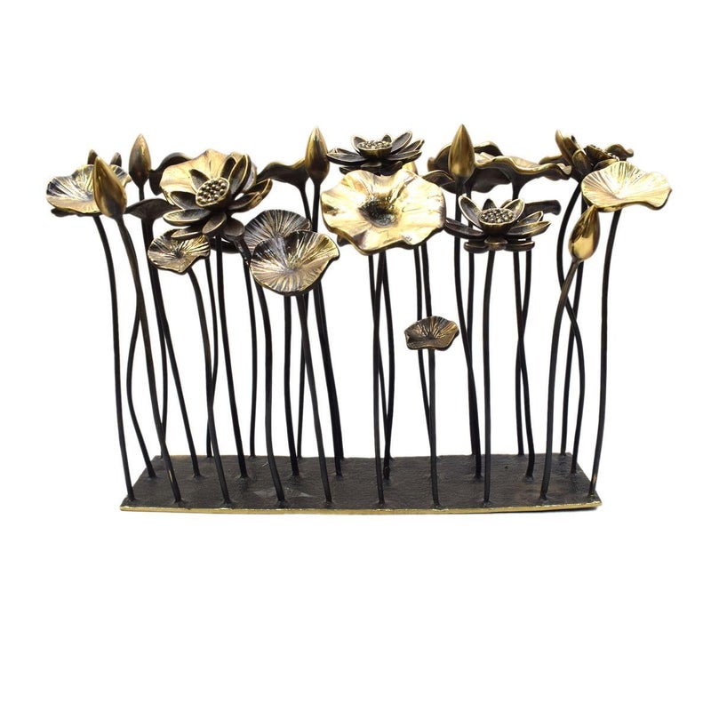 Tarang Arts Brass Flower with Antique Finish Decorative Brass Floral Sculpture for Home Decor Living Room Office TabletopDesk Decor Sideboard Decor Items Gifts 14x22x12 Inch