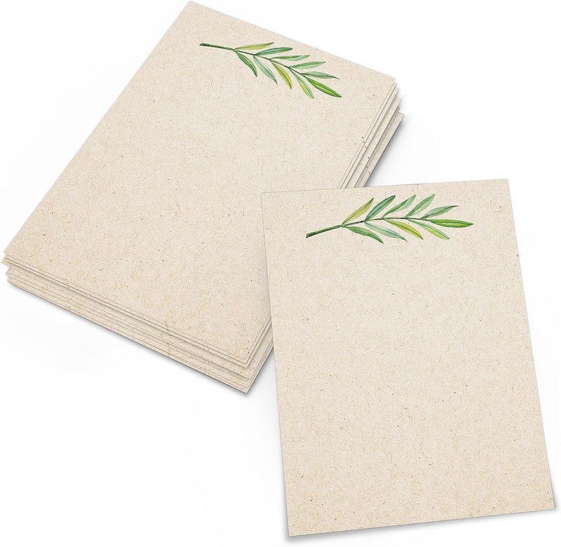 321Done Blank Note Cards, 4x6 Thick Cardstock - Greenery Tan Card Stock, Notecards & Stationery for Writing, Stamping, Printing - Made in USA, Set of 50 - No Envelopes - Image 1