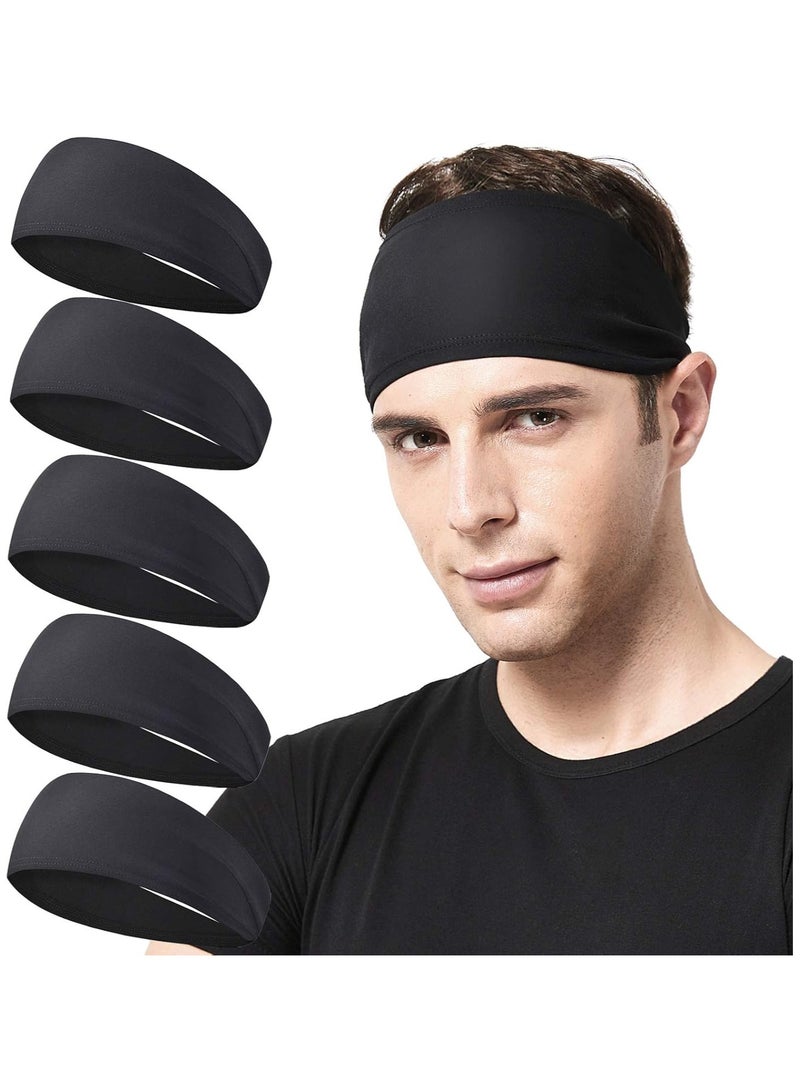 Generic Mens Running Headband,5Pack,Mens Sweatband Sports Headband for Running,Cycling,Basketball,Yoga,Fitness Workout Stretchy Unisex Hairband  - Image 1