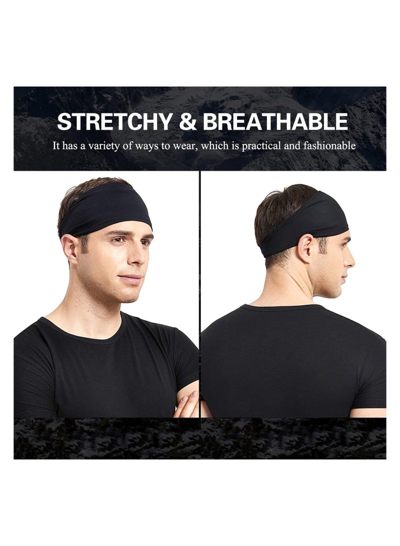 Generic Mens Running Headband,5Pack,Mens Sweatband Sports Headband for Running,Cycling,Basketball,Yoga,Fitness Workout Stretchy Unisex Hairband  - Image 3