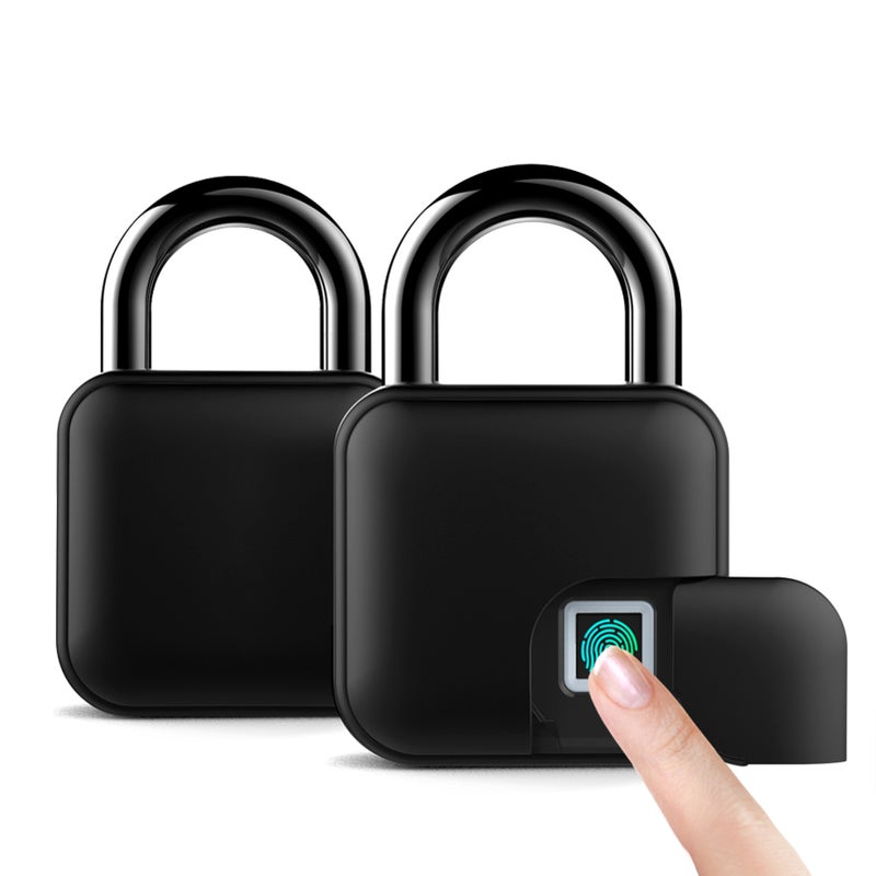 Smart Padlock Fingerprint u0026 APP Unlocking 300mAh Rechargeable Fingerprint BT Lock Keyless 10 Sets Fingerprints IP65 Waterproof Anti-Theft Security Padlock Door Luggage Case Outdoor (Black) - Image 2