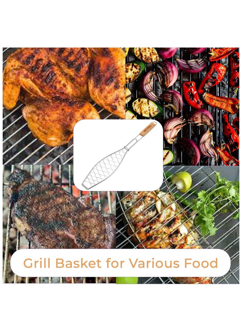 HOT GRILL - Stainless Steel Grill Topper with Grilling Grid - Non-Stick, Handles, Porcelain, and Small Foods - Image 1