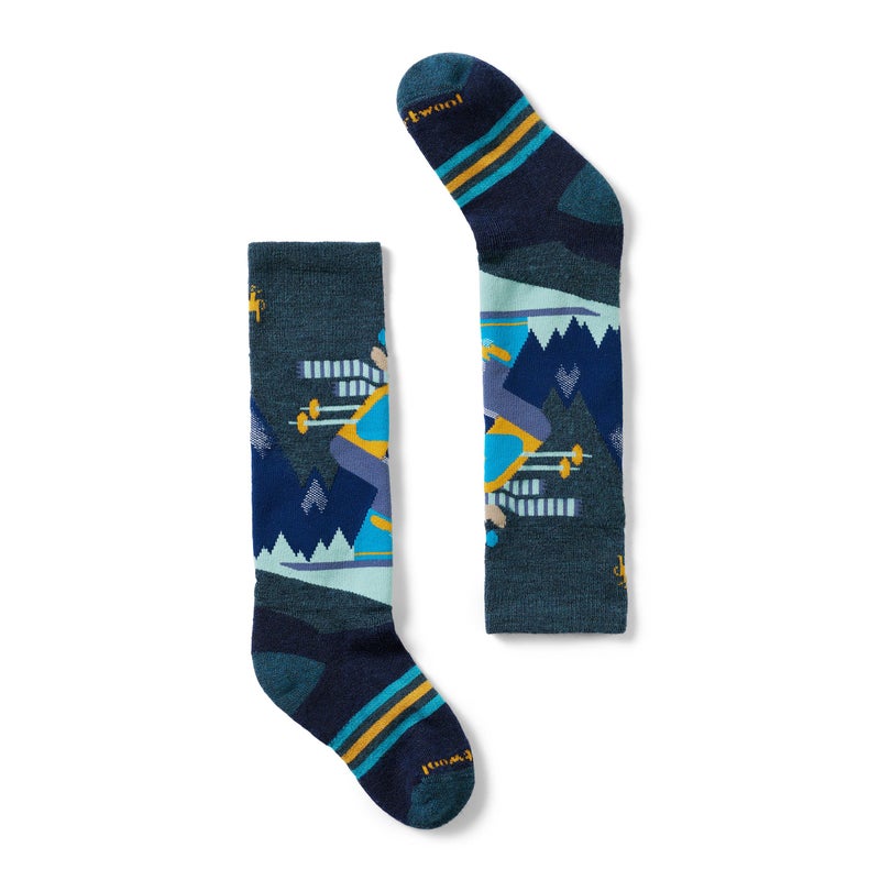 Smartwool Unisex Wintersport Full Mountain Moose Pattern OTC Socks (Toddler/Little Kid/Big Kid) Twilight Blue Medium - Image 1