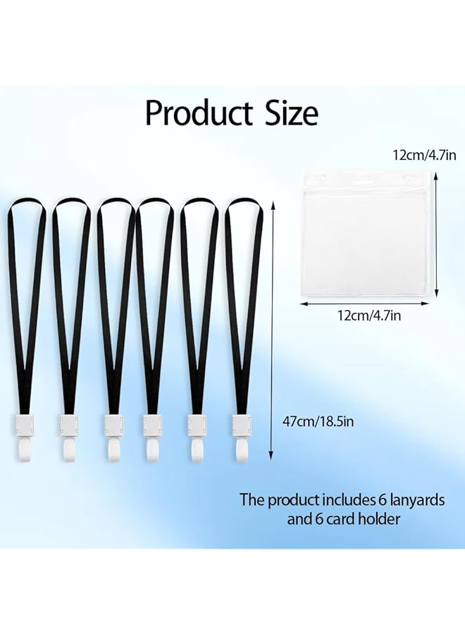 إيروريكس 6 قطع من أربطة العنق مع حامل بطاقات، حامل بطاقات شفاف لحمايه بطاقات الهوية، حامل بطاقات شفاف مقاوم للماء مع رباط العنق، دياو باي جي اس ايه - Image 2