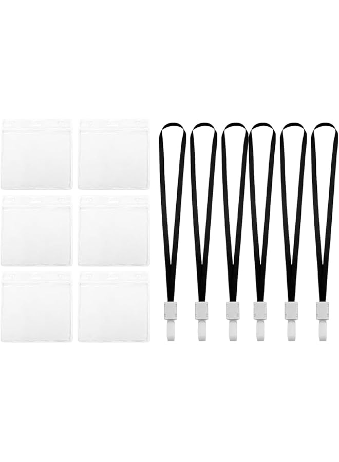 إيروريكس 6 قطع من أربطة العنق مع حامل بطاقات، حامل بطاقات شفاف لحمايه بطاقات الهوية، حامل بطاقات شفاف مقاوم للماء مع رباط العنق، دياو باي جي اس ايه - Image 1