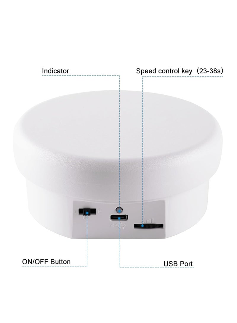 KASTWAVE عرض دوار محرك 360°، صينية تقديم كعك، منصة دوارة كهربائية 4.7 إنش / 6.6 رطل لعرض منتجات التصوير الفوتوغرافي للحلي فيديو مباشر، قاعدة دوارة فطرية لنموذج كعكة ثلاثي الأبعاد - Image 5