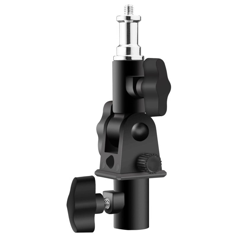 WELLMAKING U-Shape Camera Flash 180°Swivel Mount Bracket with Standard 1/4 to 3/8 inch Metal Male Screw Spigot Stud Compatible for Umbrella Softbox Reflector Holder Stand for Video Light Studio Light - Image 1