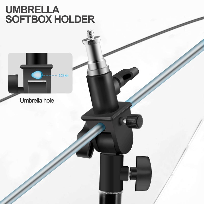 WELLMAKING U-Shape Camera Flash 180°Swivel Mount Bracket with Standard 1/4 to 3/8 inch Metal Male Screw Spigot Stud Compatible for Umbrella Softbox Reflector Holder Stand for Video Light Studio Light - Image 4