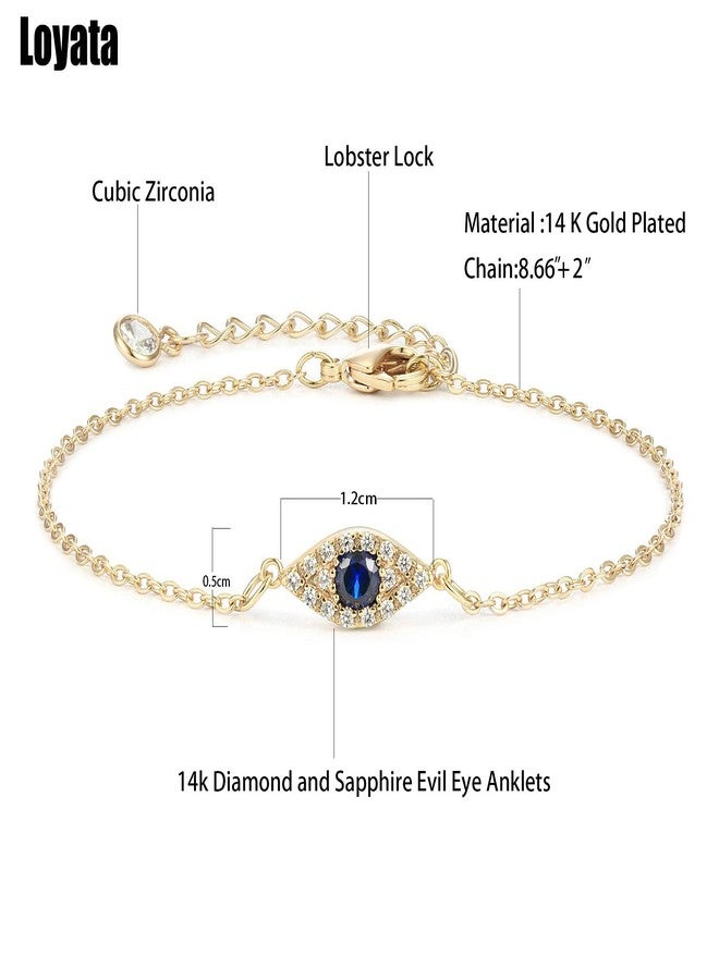 LOYATA Evil Eye Anklet For Women - 14K Gold Plated Tiny Bead Anklet With Dainty Blue Cubic Zirconia Evil Eye Foot Chain Lucky Multi Colored Foot Jewelry - Image 5