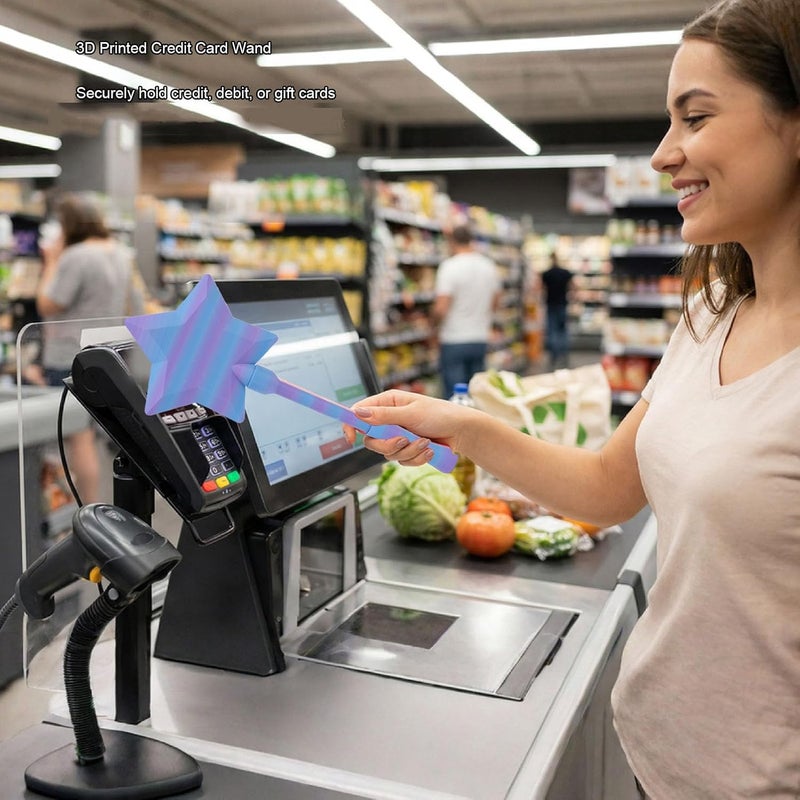 Walfront Credit Card Wand 3D Printed to Pay Wand with Gradient Colors Star Top for Contactless Payments - Image 1