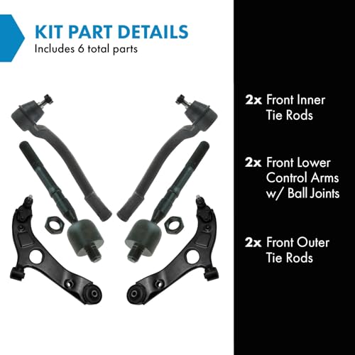 TRQ Front Steering & Suspension Kit Control Arm with Ball Joint Tie Rod Compatible with 2012-2014 Hyundai Azera 2011-2013 Sonata 2014-2016 Kia Cadenza Optima - Image 2