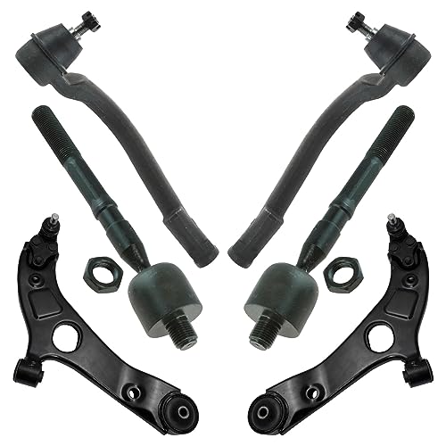 TRQ Front Steering & Suspension Kit Control Arm with Ball Joint Tie Rod Compatible with 2012-2014 Hyundai Azera 2011-2013 Sonata 2014-2016 Kia Cadenza Optima - Image 1