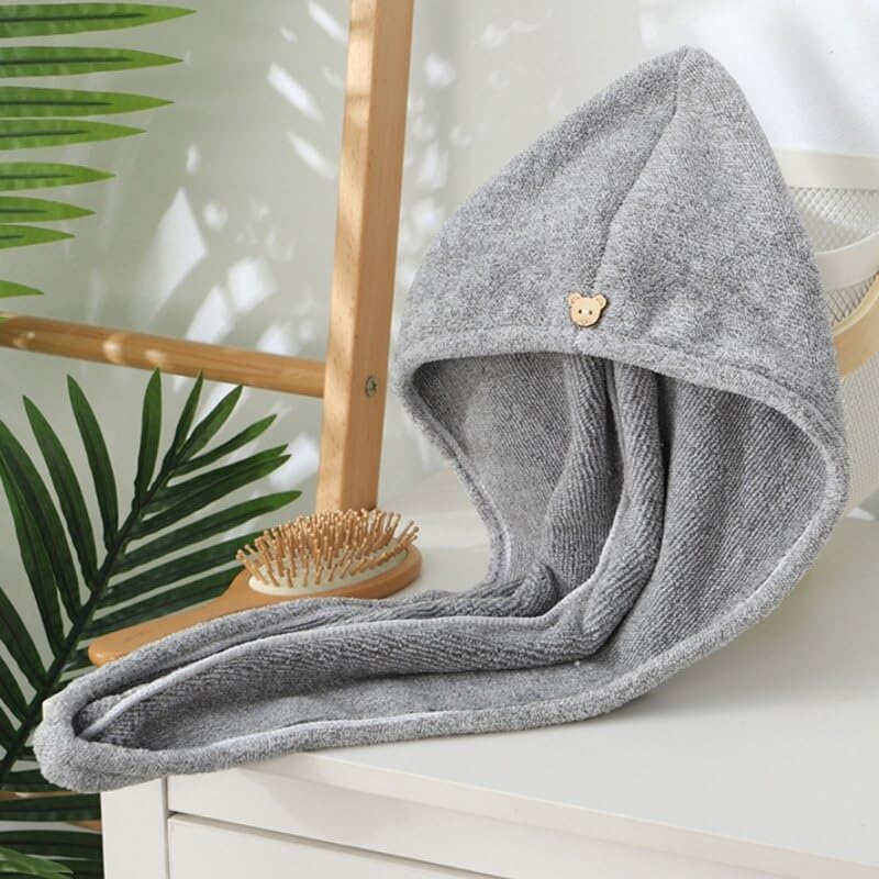 Giffy Giffy Microfiber Shower Hair Drying Wrap Womens Girls Ladys 500 GSM Towel Quick Dry Hair Hat Cap Turban Head Wrap Bathing Towel Caps L 3 - Image 1