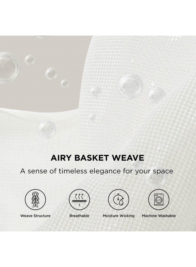 Bedsure Bedsure 100% Cotton Blanket Queen Size for Bed - Soft Cozy Basket Woven Blanket for Summer, Breathable and Lightweight Thermal Blanket, White, 90x90 inches  - Image 2