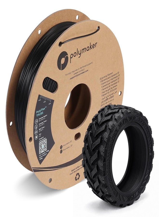 Polymaker TPU Filament 1.75 Black, 750g Shore 95A Flexible Filament 1.75mm, Cardboard Spool - PolyFlex TPU95 3D TPU Filament 1.75mm Black Soft Filament Flexible - Image 1