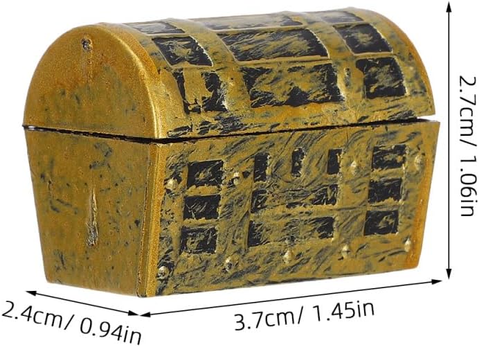 Veemoon 10pcs Mini Vintage Treasure Chest Miniature Plastic Pirate Treasure Chest Antique Empty Jewelry Box Gold Party Prizes Container for Jewelry Aquarium Decoration Festival Favor Box, 1.45 * 1“ - Image 2