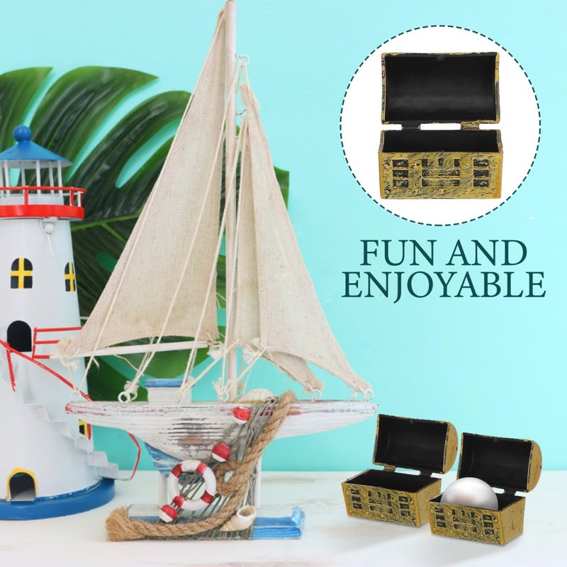 Veemoon 10pcs Mini Vintage Treasure Chest Miniature Plastic Pirate Treasure Chest Antique Empty Jewelry Box Gold Party Prizes Container for Jewelry Aquarium Decoration Festival Favor Box, 1.45 * 1“ - Image 5