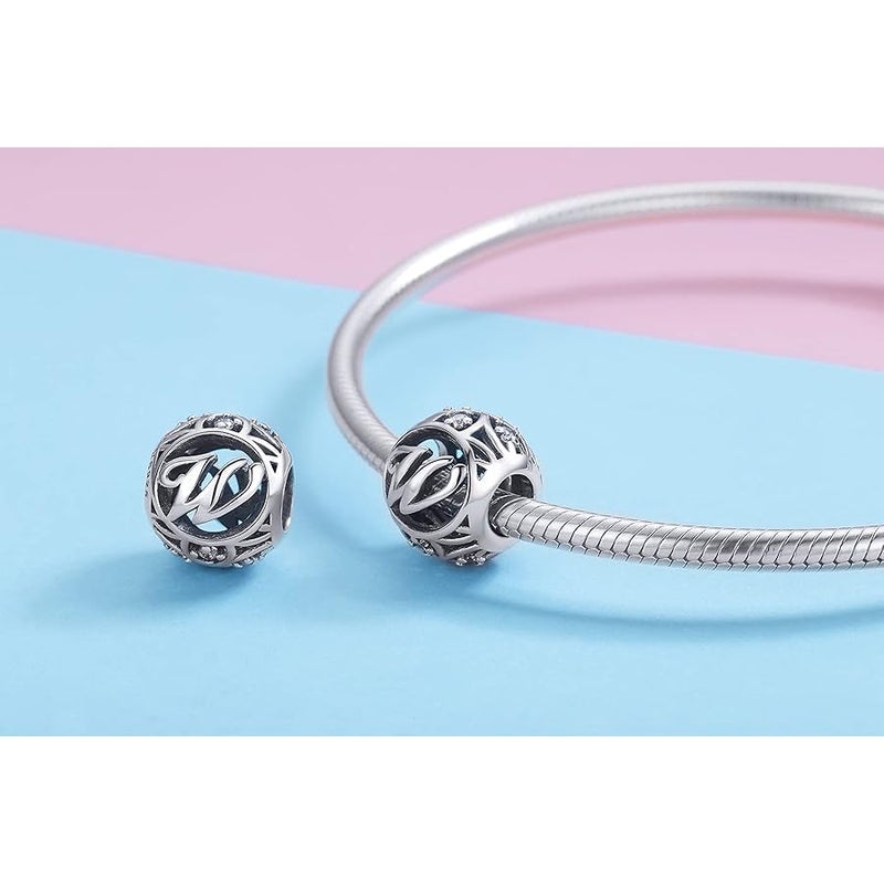 RUKYF Letter Charms 925 Sterling Silver Initial A-Z Bead Charms for Pandora Bracelets Necklaces, Cubic Zirconia Alphabet Beads Personalized Gifts for Women, Sterling Silver, Cubic Zirconia, - Image 4