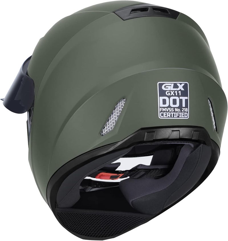 GLX خوذة دراجة نارية كاملة الوجه GLX GX11 خفيفة الوزن ومضغوطة مع واقي شمس إضافي - تمويه، متوسط - Image 3