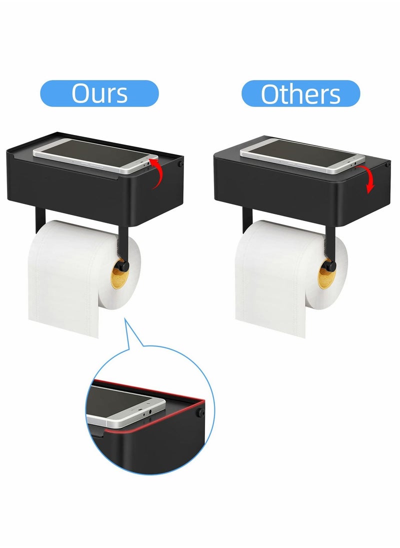 Excefore - "Toilet Paper Holder with Shelf, Flushable Wipes Dispenser Fits for Bathroom Wipe Storage, Keep Your Wipes Hidden Out of Sight - Stainless Steel Wall Mount Organizer ( Matte Black ) " - Image 1