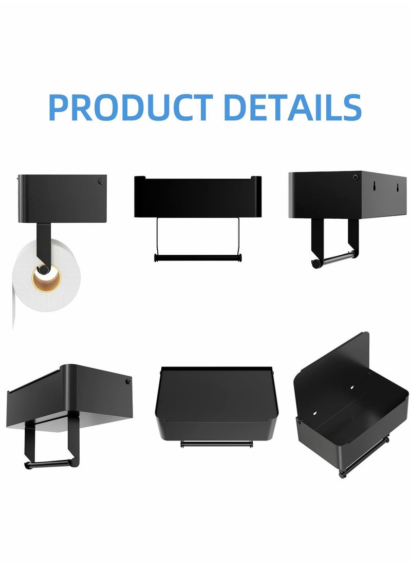 Excefore - "Toilet Paper Holder with Shelf, Flushable Wipes Dispenser Fits for Bathroom Wipe Storage, Keep Your Wipes Hidden Out of Sight - Stainless Steel Wall Mount Organizer ( Matte Black ) " - Image 1