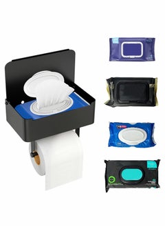 Excefore "Toilet Paper Holder with Shelf, Flushable Wipes Dispenser Fits for Bathroom Wipe Storage, Keep Your Wipes Hidden Out of Sight - Stainless Steel Wall Mount Organizer ( Matte Black ) "  - Image 2