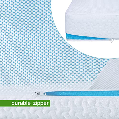 Coldwind Mattress Topper Cover Queen Size (Only Cover) 3 Inch Mattress Protector Cooling Rayon Zippered Mattress Encasement with Adjustable Straps for Latex Mattress Topper Memory Foam Cover - Image 4