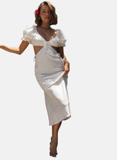 YUNIQEE White Shift Sweetheart Neck Solid Dress  - Image 3