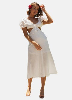 YUNIQEE White Shift Sweetheart Neck Solid Dress  - Image 4