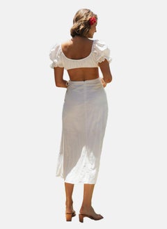 YUNIQEE White Shift Sweetheart Neck Solid Dress  - Image 2