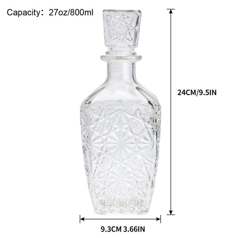 MDLUU Liquor Decanter - Glass Spirits Bottle With Airtight Stopper for Whiskey, Vodka, Bourbon - 27oz/800ml Square Gift for Home, Bar, Party Decor - Image 2