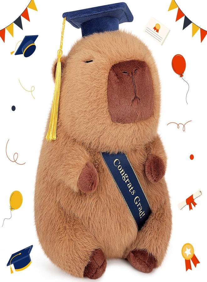 Achwishap Capybara Plush-Graduation Gifts Capybara Stuffed Animal with Tassel Graduation Blue Cap and Congrats Grad Sash,Cute Capybaras Plushies Gifts for Kids Adults Students Graduate Favors,9.1” - Image 1