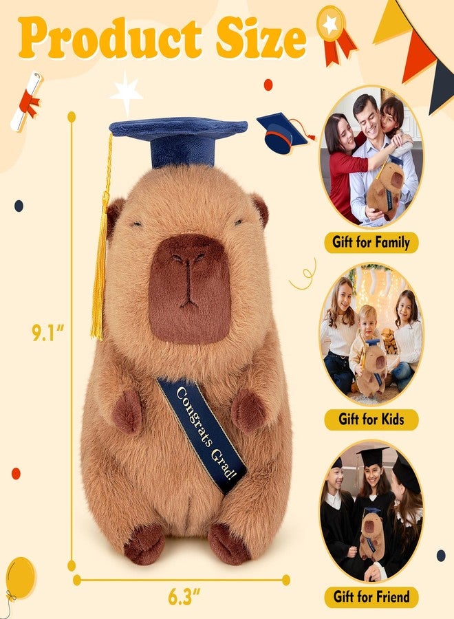 Achwishap Capybara Plush-Graduation Gifts Capybara Stuffed Animal with Tassel Graduation Blue Cap and Congrats Grad Sash,Cute Capybaras Plushies Gifts for Kids Adults Students Graduate Favors,9.1” - Image 2