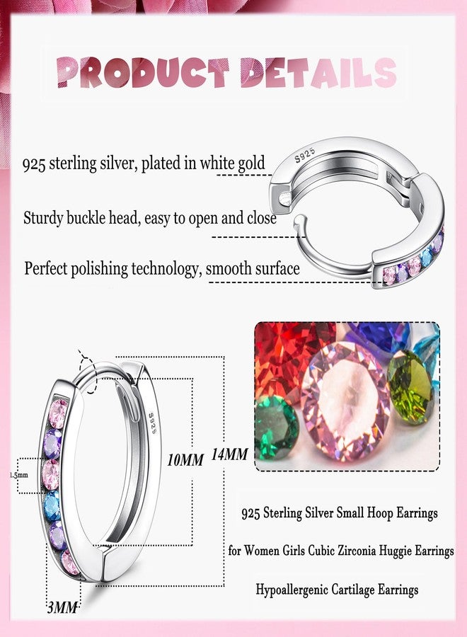YADOCA Small Hoop Earrings for Girls Women Hypoallergenic 𝟵𝟮𝟱 𝗦𝘁𝗲𝗿𝗹𝗶𝗻𝗴 𝗦𝗶𝗹𝘃𝗲𝗿 Toddler Earrings Cute Cubic Zirconia Cartilage Sleeper Huggie Hoop Earrings With Box - Image 2