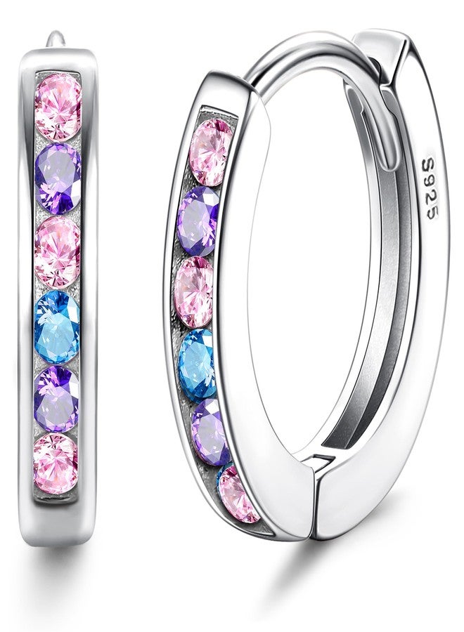YADOCA Small Hoop Earrings for Girls Women Hypoallergenic 𝟵𝟮𝟱 𝗦𝘁𝗲𝗿𝗹𝗶𝗻𝗴 𝗦𝗶𝗹𝘃𝗲𝗿 Toddler Earrings Cute Cubic Zirconia Cartilage Sleeper Huggie Hoop Earrings With Box - Image 1