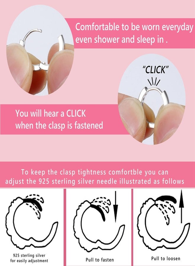 YADOCA Small Hoop Earrings for Girls Women Hypoallergenic 𝟵𝟮𝟱 𝗦𝘁𝗲𝗿𝗹𝗶𝗻𝗴 𝗦𝗶𝗹𝘃𝗲𝗿 Toddler Earrings Cute Cubic Zirconia Cartilage Sleeper Huggie Hoop Earrings With Box - Image 4