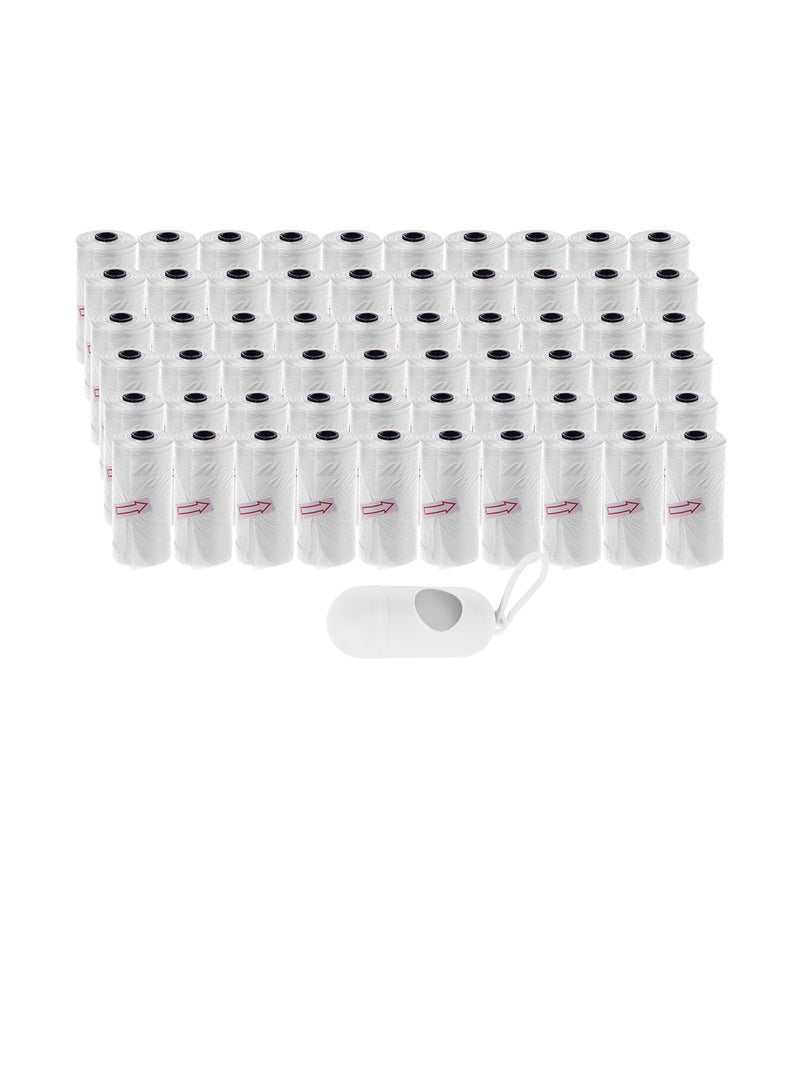 STAR BABiES أكياس معطرة قابلة للاستخدام مرة واحدة من ستار بيبيز - عبوة من 60 (900 كيس) وموزع - أبيض - Image 1