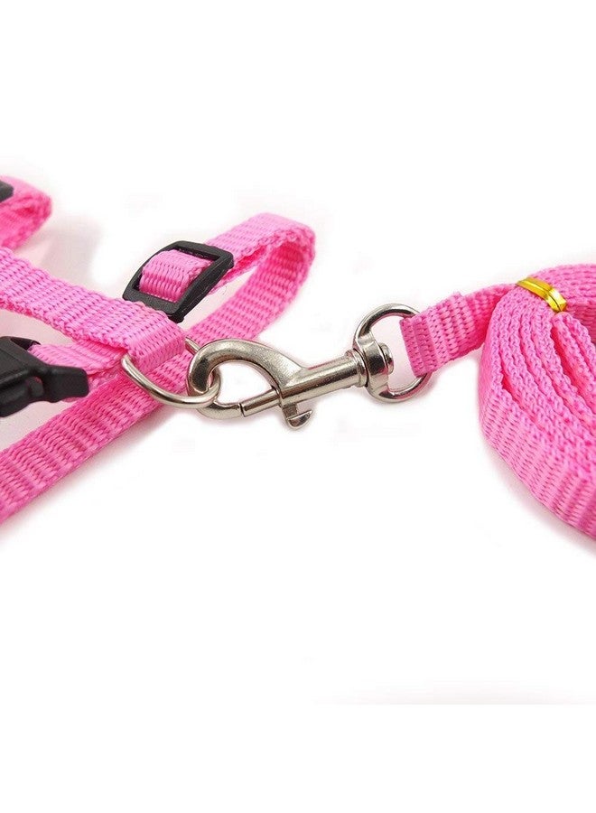 Nylon Harness Leash Set For Cat Kitten And Small Pet Nylon Harness Strap Collar | Cat Training Leash (Plain, Pink) - Image 4